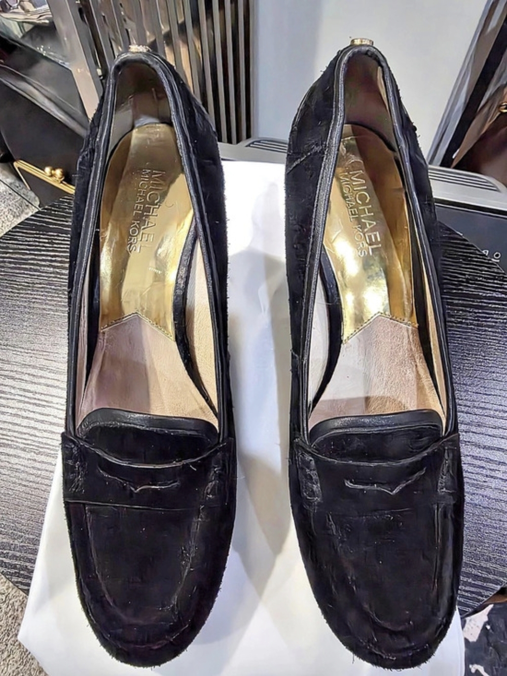 Michael Kors Black Suede Wedge Heels